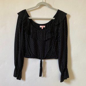 Festive Black with Gold Dots Cropped Blouse